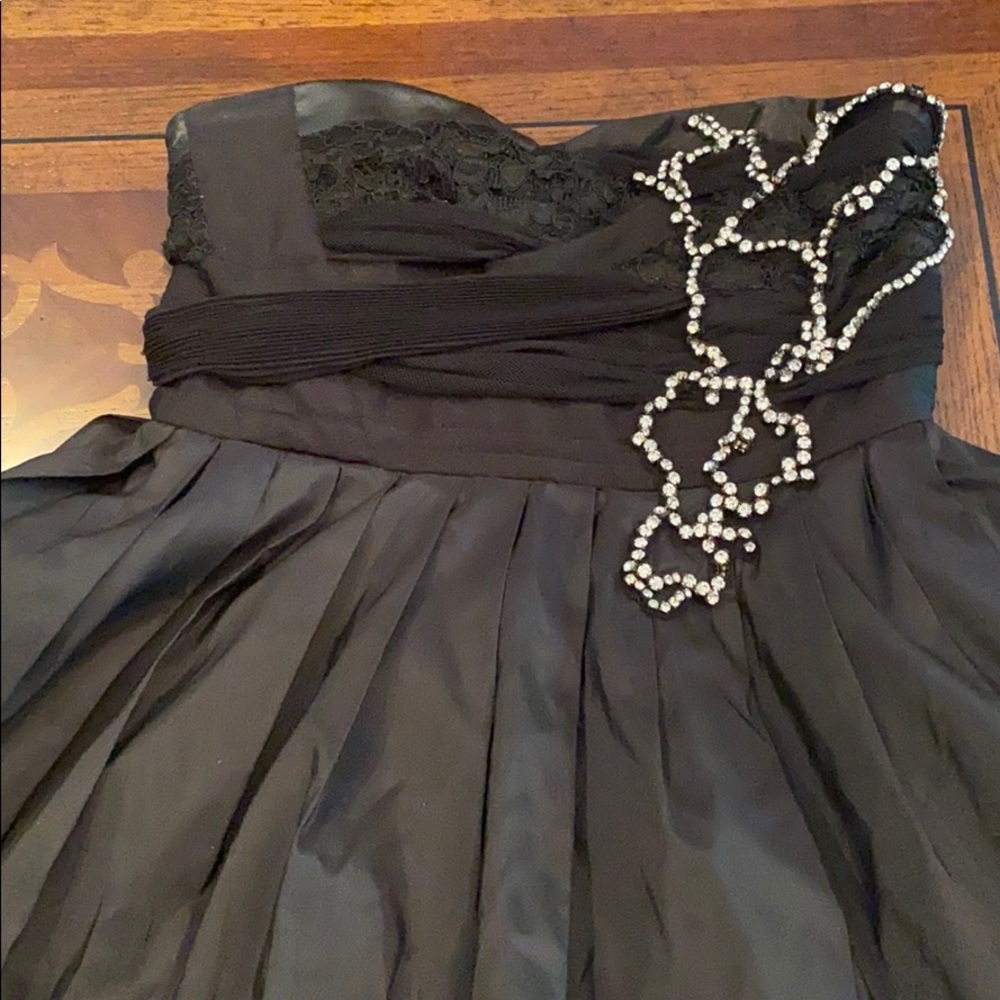 Alice + Olivia Black Strapless Mini Dress Crystal